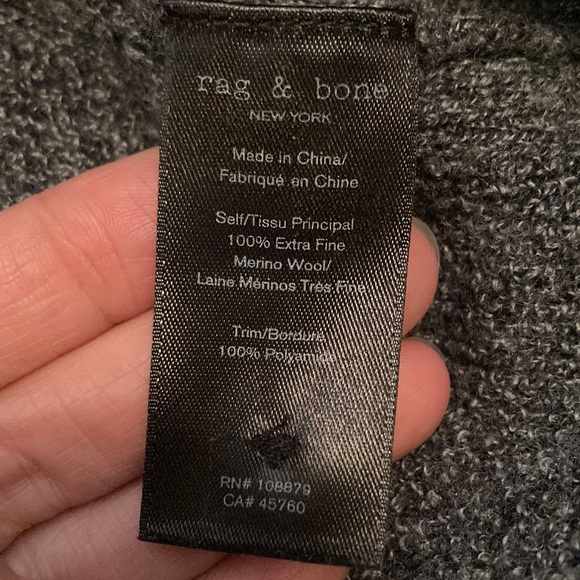 Rag & Bone 100% Merino Wool Henley Pullover Sweater Dark Heather Gray Size M - Picture 4 of 6